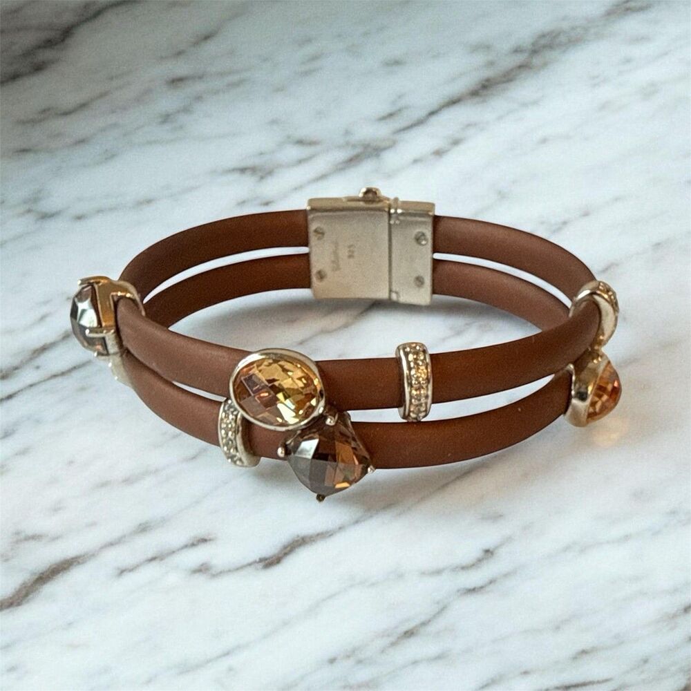 Belle Etoile Sterling Silver 925 & Italian Rubber CZ Bracelet Element Collection